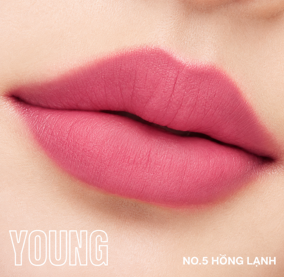 Son lì M.O.I Velvet Matte Lipstick The New Iconic 2.7g – #5 Young Hồng lạnh