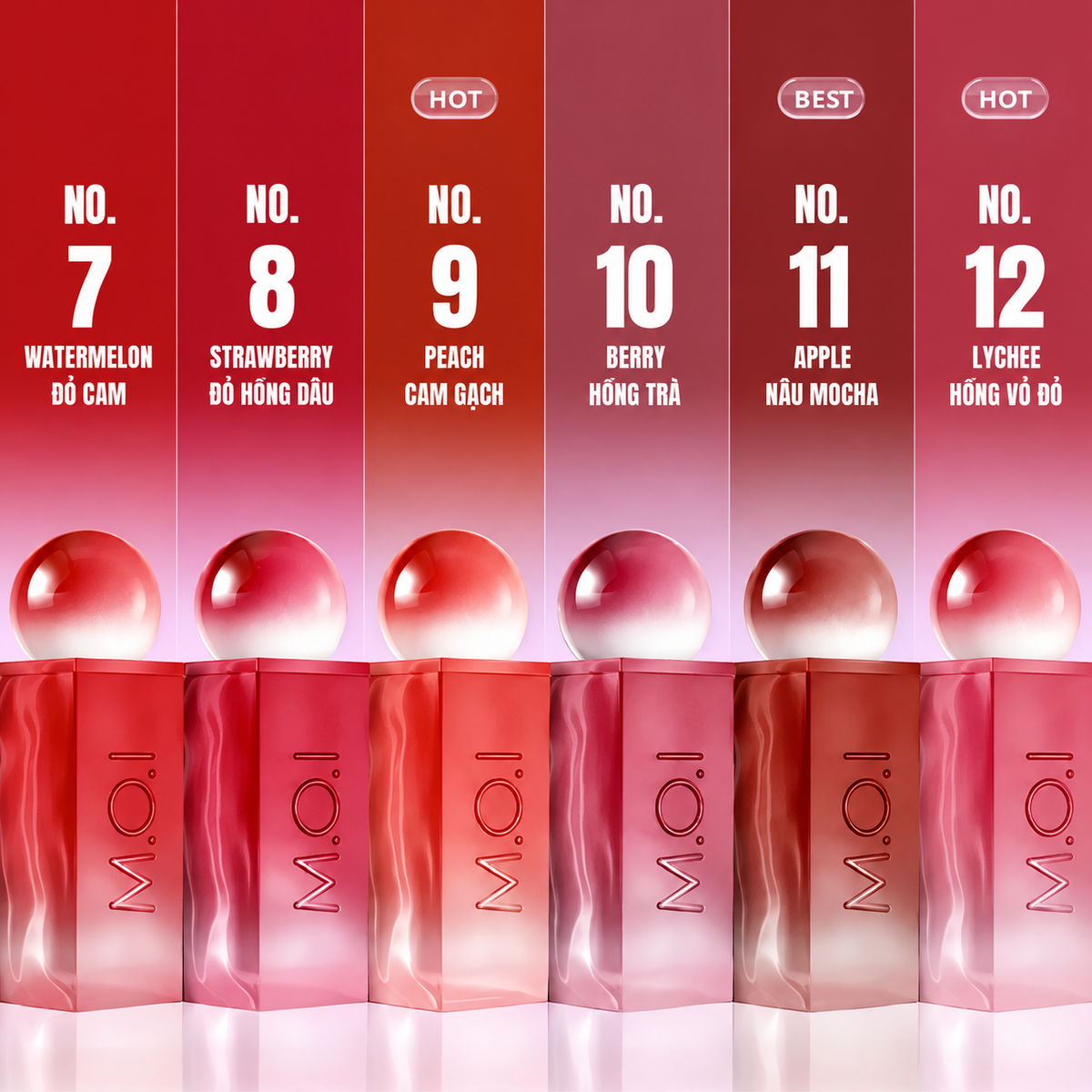 Son kem lì M.O.I - Matte Lasting Lip Tint - Cotton Candy - No.7 Watermelon