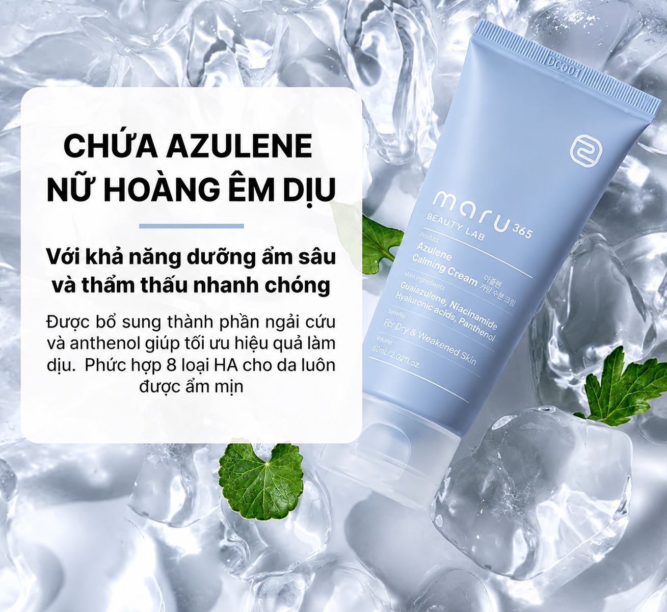 Maru365 Azulene Calming Cream 60ml – Kem dưỡng cấp ẩm phục hồi da