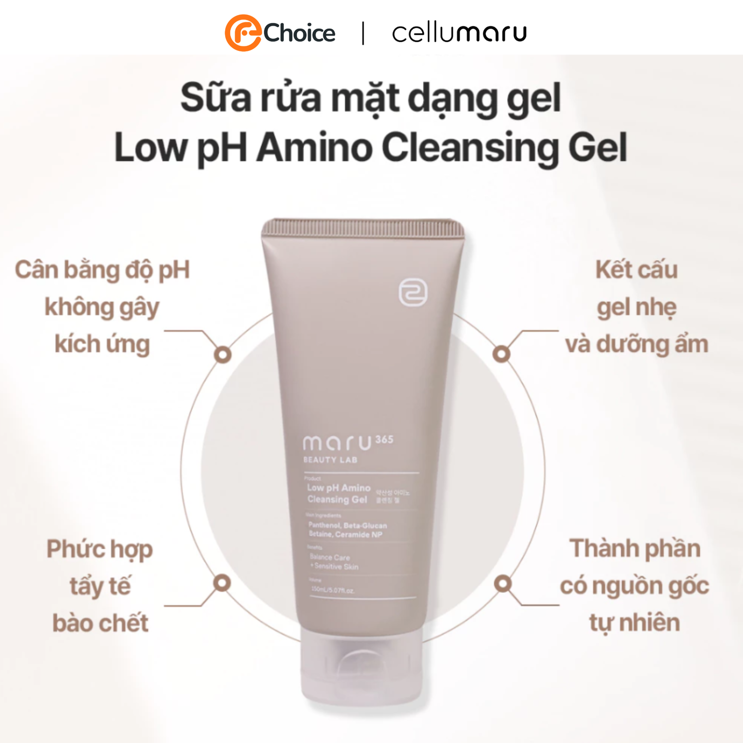 Gel rửa mặt MARU365 Beauty Lab cân bằng độ pH Low pH Amino Cleansing Gel 150ml