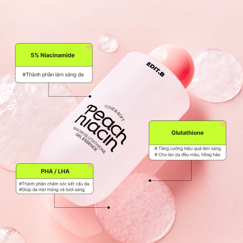 Tinh Chất Thạch Làm Sáng Da Chiết Xuất Đào & Niacinamide Edit.B Tone&Soft Peach – Da Mịn Màng, Rạng Rỡ 50ml/200ml