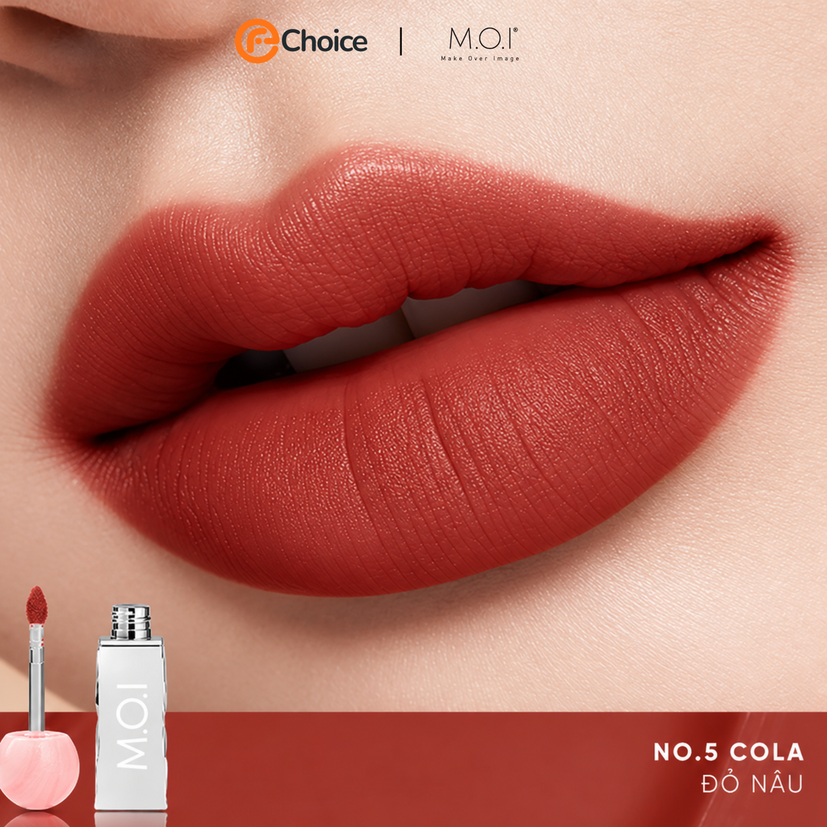 Son tint lì M.O.I Lollipops Matte Lasting 4g – #5 Cola Đỏ nâu