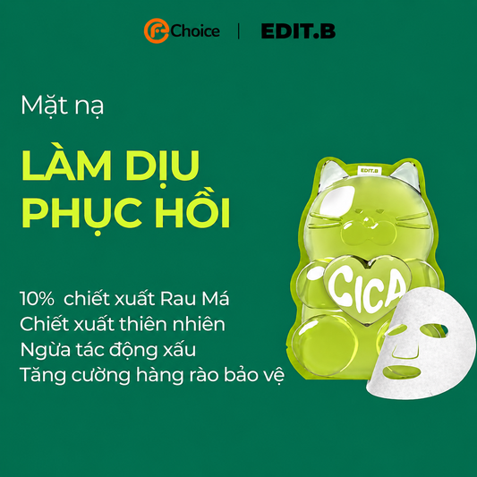 Mặt Nạ Giấy Thuần Chay Làm Dịu Da Edit.B Waterfull Gummy Cica 1Sheet 25ml