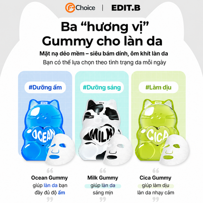 Mặt Nạ Giấy Thuần Chay Làm Dịu Da Edit.B Waterfull Gummy Cica 1Sheet 25ml