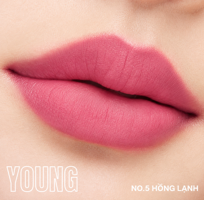Son lì M.O.I Velvet Matte Lipstick The New Iconic 2.7g – #5 Young Hồng lạnh