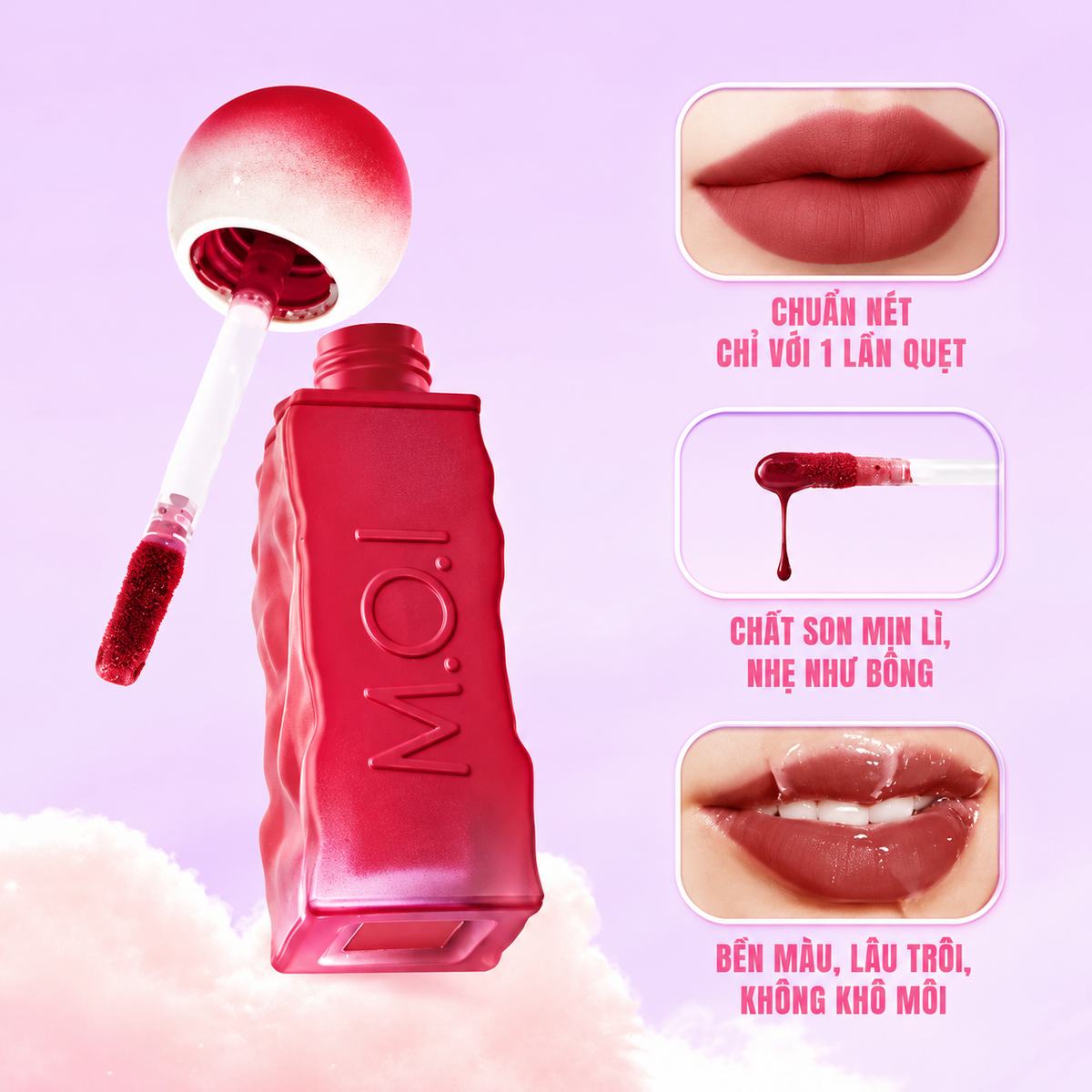 Son kem lì M.O.I Matte Lasting Lip Tint Cotton Candy – No.12 Lychee Hồng vỏ đỗ