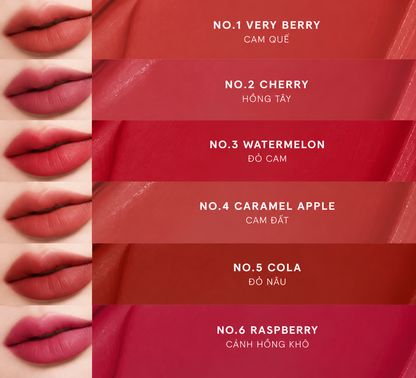 Son tint lì M.O.I Lollipops – #6 Raspberry Cánh hồng khô